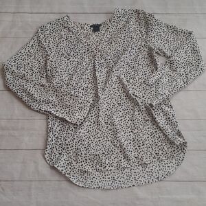 Ann‎ Taylor Outlet Black and White Polka Dot Popover Top